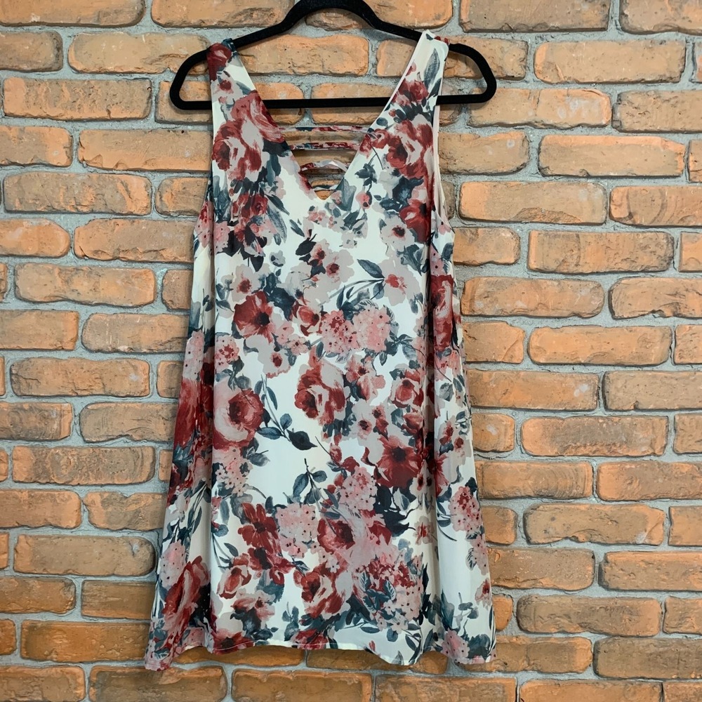 Blue Rain Floral Print Dress Womens Size Small Sleeveless V Neck Casual‎ Summer